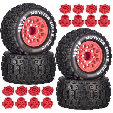 Imagem de MX28 2.8" Tire and Wheels Pre-Glued All-Terrain MT Tires with 12mm/14mm Hexes - 1/10 Scale RC Truck Tires for ARRMA Big Rock, Granite, Senton, Vorteks & Traxxas Slash, Stampede Rustler, Hoss