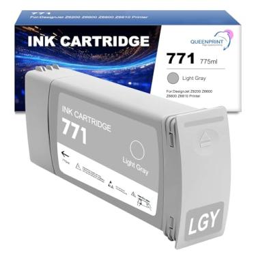 Imagem de QUEENPRINT High speed printing Cartucho de tinta 771A 771 cinza claro B6Y22A de substituição para cartucho de tinta 771A para impressora DesignJet Z6200 Z6600 Z6800 Z6810 pacote com 1