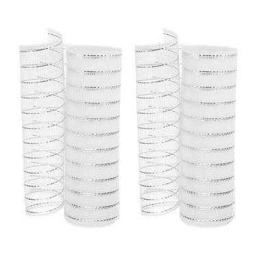 Imagem de PATIKIL 2 fitas decorativas de malha, 25,4 cm x 25,4 m, rolo de fita metálica para decoração de guirlanda de árvore de Natal, prata branca