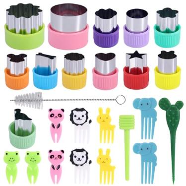 Imagem de Conjunto de cortadores de legumes, 12 peças de mini formas de aço inoxidável, 10 palhetas 2 varetas de desmoldagem, 1 escova de limpeza, moldes de cozimento de desenhos animados, acessório de cozinha