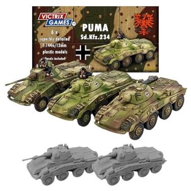 Imagem de Wargames Delivered Carro blindado Sd.Kfz. 234/2 Puma, 12 mm escala 1:144 – Conjunto de 6 com folha de decalque – Veículos altamente detalhados da Segunda Guerra Mundial para Bolt Action, Flame of War