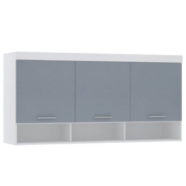 Imagem de Armário Aéreo Maleiro Modulado 165cm 3 Portas Alpes Luciane Móveis Branco Pf Com Grey Sky Pf