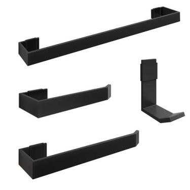 Imagem de Kit Acessórios Banheiro Completo 4 Peças Aço Inox Organização Lavabo P