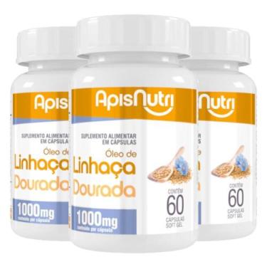 Imagem de Kit 3 Óleo De Linhaça Dourada 1000Mg Apisnutri 60 Cápsulas