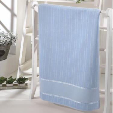 Imagem de Toalha Banhão Aveludada Bella para Bordar 90cm x 1,50m - Dohler, Azul 