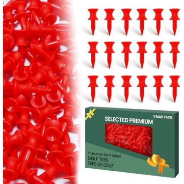 Imagem de Amy Sport Golf Tees Step Down Plastic Unbreakable Pacote com 50 32 mm Vermelho Reutilizável Conjunto Castelo de Controle de Altura Profissional para Treino (Pacote com 50 3,8 cm em Vermelho)