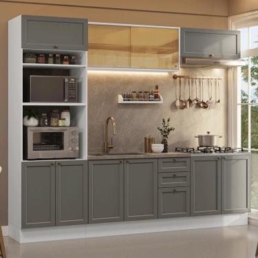 Imagem de Armário de Cozinha Completa 270 cm Branco/Cinza Vik Madesa 02