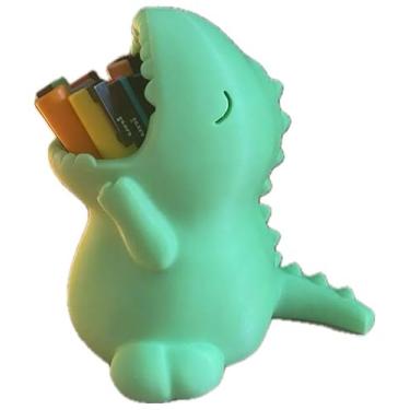 Imagem de Porta-lápis Dinossauro T-Rex Decorativo, Verde Menta, Organizador de Mesa (Branco)