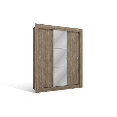 Imagem de Guarda Roupa Solteiro 3 Portas de Correr (1 c/ Espelho) H563 Nogal - Kappesberg