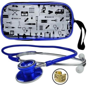 Imagem de Estetoscópio Duosson Adulto Cardiado Pulmonar Duplo - P.A. Med, Azul B