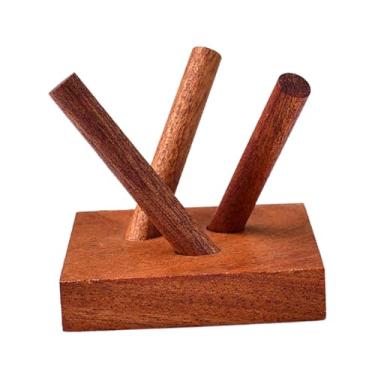 Imagem de Colaxi Suporte de exibição de madeira com base elegante, organizador multifuncional, suporte de esfera, pedestal para escritório, fazenda, festa, decoração, Cor Madeira Escura