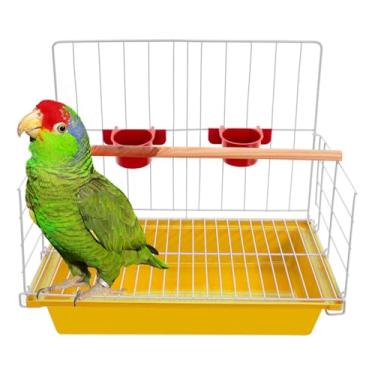 Imagem de Gaiola Poleiro Papagaio Calopsitas Periquito Agaporni Passaros Mansos(Amarelo)