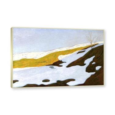 Imagem de NHLDZYH Moldura dourada champanhe. Impressões de artistas famosos, (em fevereiro) por Hans Emmenegger, pôster de reprodução de impressões em tela de paisagem para decoração de casa. 40 x 60 cm - 15,8