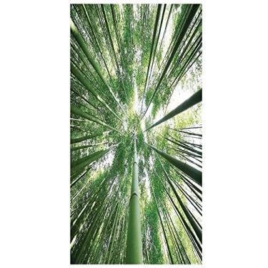 Imagem de Película de privacidade de janela de bambu, janela decorativa 3D, decalques de vitrais, adesivo de janela aderente estática não adesivo, L90 x C 190 cm verde