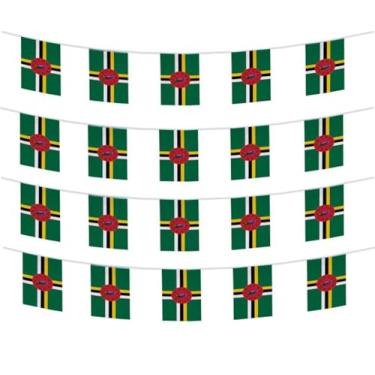 Imagem de FFILL 20 pés 20 bandeiras bandeira dominicana, mini bandeira Dominica pequena bandeira, para festas, lojas e bares, 36 países para escolher (Dominica)