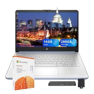 Imagem de HP Laptop HD Student&Business de 35.6 cm, CPU Intel N150 (Beats i3-1115G4), 16 GB de RAM, 288 GB de armazenamento (UFS de 128 GB + conjunto de ancoragem de 160 GB), W/1 ano Office 365 e AI-Copilot