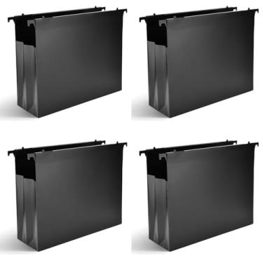 Imagem de Pastas de arquivo suspensas de capacidade extra de plástico, tamanho de carta, bolso expansor de 4 polegadas com divisores, serviço adequado para arquivamento, organizador certificado (4 pacotes)
