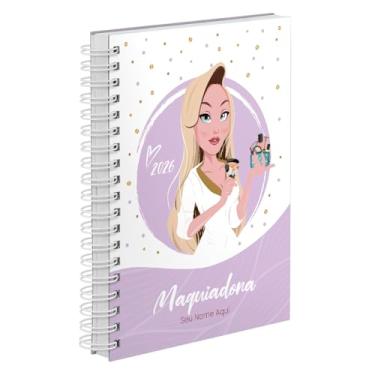 Imagem de Agenda Comercial 2026 Personalizada Capa Dura Maquiadora Loira Cores (Lilás)