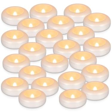 Imagem de CAKETYCG Pacote com 24 velas flutuantes à prova d'água, sem chama, bateria branca quente de 200 horas, luzes de chá de LED cintilantes – casamento, festa, centro de mesa, piscina e spa.