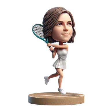 Imagem de Bobblehead de jogador de tênis feito à mão personalizado a partir de sua foto voley pose Vibe decoração de casa estatueta presente para fã de tênis, mãe, irmã, namorada, filha, lembrança de