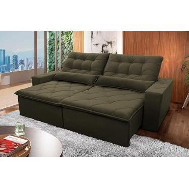 Imagem de Sofá Retrátil Reclinável Islândia 2,10m Suede Velut Preto Molas no Assento - King House