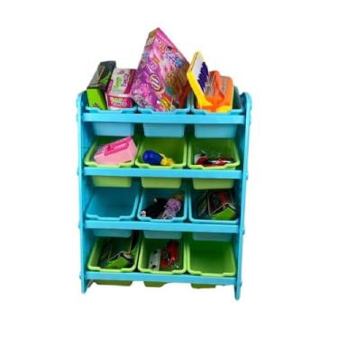 Imagem de Estante Nicho Infantil Azul 12 Gavetas Organizador Brinquedo