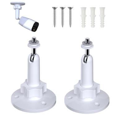 Imagem de Pacote com 2 suportes de parede compatíveis com Ring, Arlo, Eufy, Wyze, câmera Nest interna/externa, para eufyCam SoloCam Suporte de montagem ajustável de 360° com rosca de parafuso de 1/4 para câmera