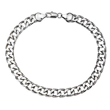 Imagem de Tornozeleira banhada a ouro 18K/ouro branco 7 mm com elos cubanos para mulheres, masculina, corrente curva, tornozelo, bracelete para mulheres, masculina, 39 a 28 cm