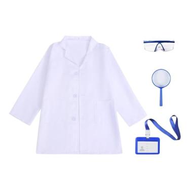 Imagem de simhoa Casaco de Enfermeira Infantil, Fantasia de Festa, Casaco para Crianças, Jogo de Faz de Conta, Vestido, Jaleco de Manga Comprida, Fantasia de Médico de, Xs