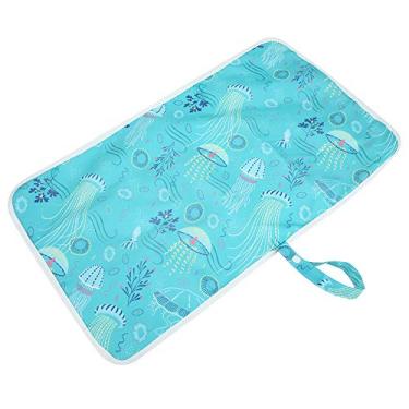 Imagem de KIMISS Fraldas de bebê Multifuncionais Mat de Tapete - Pad à Prova d'água Com Faixas Elásticas - Capa de Fralda Portátil para Crianças para Conveniência Em Movimento (Água -viva verde)