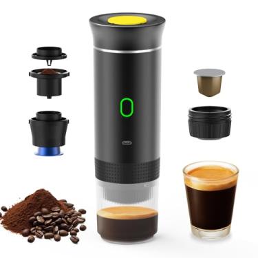 Imagem de Decdeal Máquina de café sem fio para carro, casa, viagem, cafeteira elétrica 3 em 1, funciona com cápsula e café moído, 15 bar, mini cafeteira fria e aquecimento com copo de 150 ml