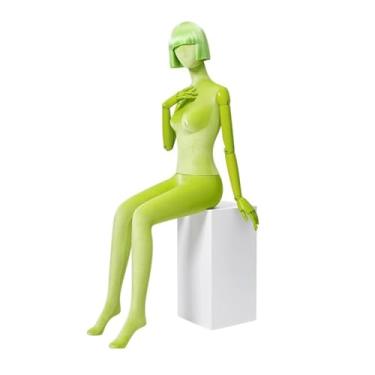 Imagem de Mannequin Manequins de varejo com cadeiras para corpo humano, altura ajustável e manequim destacável, expositor de roupas(Green)