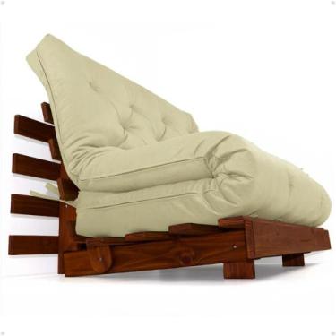 Imagem de Sofá Cama Casal Futon Tokio D33 Madeira Maciça Cor Imbuia - R9 Design 