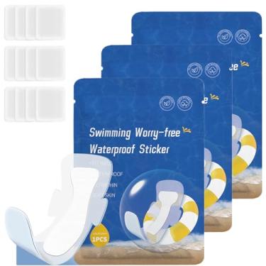 Imagem de ArrErr Pacote com 3 adesivos de natação femininos à prova d'água para proteção de área privada, forros de roupa íntima protetora para roupa de banho, roupa de banho, roupa de banho, lingerie, piscinas