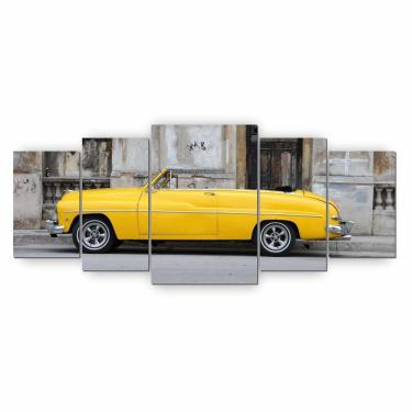Imagem de Quadro Decorativo Mosaico Sala Carro Retrô Amarelo