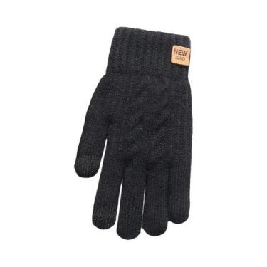 Imagem de Atacado forrado de lã moda quente cabo preto malha luvas de tela de to