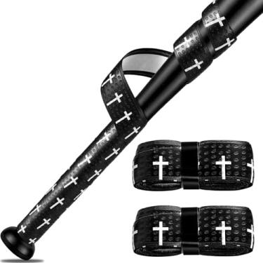 Imagem de 2 peças fitas de aderência para taco de beisebol Faith Cross 1,5 mm pré-cortadas e totalmente adesivas para softball, fita antiderrapante para taco de beisebol, fita de substituição de críquete