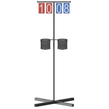 Imagem de Queension Placar flip manual com suporte, placar Cornhole com suporte de bebida para acessórios Cornhole, marcador de pontuação de basquete, placa de pontuação para pickleball/tênis/badminton/esportes