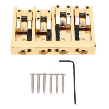 Imagem de SPYMINNPOO Ponte de Guitarra Elétrica, 4 Cordas de Zinco de Liga de Zinco Ferro Ajustável Peças de Montagem para Jazz de Baixo Elétrico (Ouro)