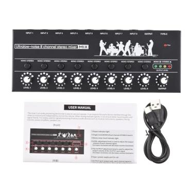 Imagem de 8 canais Audio Mixer Professional Grade Metal Iron Shell 6.35mm TRS TS entrada tipo C alimentado estúdio Live Performance DJ equipamentos para músicos engenheiros de som preto