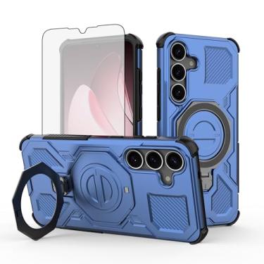 Imagem de Asuwish Capa de telefone para Samsung Galaxy S25 Plus S25+ 5G com protetor de tela de vidro temperado e suporte de anel magnético suporte acessórios para celular S25Plus 25S + S 25 25+ SM-S936U azul