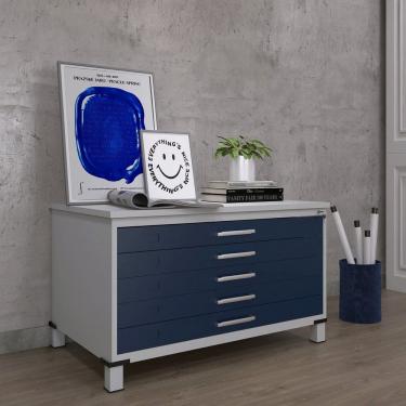 Imagem de Mapoteca Mont 5 Gavetas 71,3cm X 120,4cm Aço Cinza/Azul Del Rei