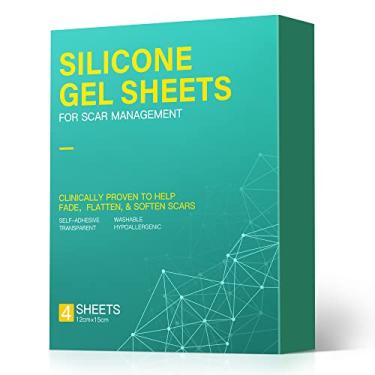 Imagem de Folhas grandes de silicone para cicatrizes de grau médico, 15 x 12,7 cm, 4 adesivos, folhas de gel de silicone para tratamento de cicatrizes, produto para remoção de cicatrizes (verde)