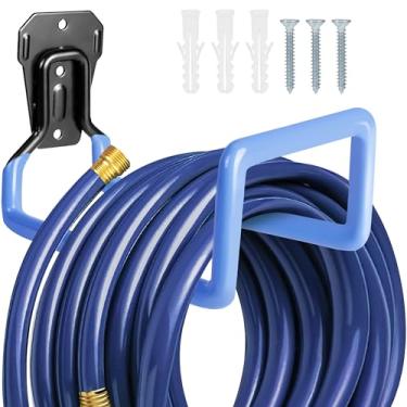 Imagem de PeoMev Suporte de mangueira de parede – Gancho de mangueira de metal, suporte de mangueira de jardim, bobinas de mangueira de água resistentes para mangueira de água externa, cabos de extensão