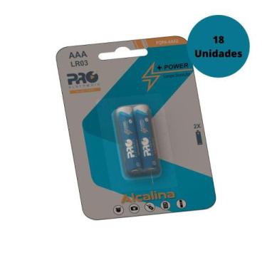 Imagem de Kit Com 18 Pilhas Alcalinas  AAA LR03 - 1,5V Proeletronic