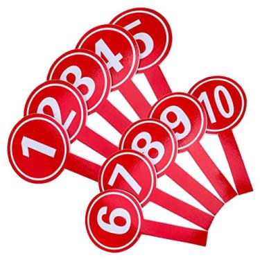 Imagem de Veemoon 10-Piece Handheld Score Paddles Set Number Boards 1-10 for Sports Auction and Events Sturdy Plastic Comfortable Handle