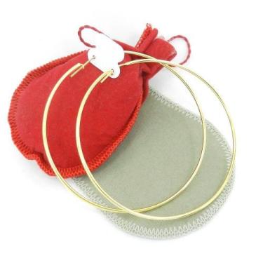 Imagem de Brinco Argola 70Mm 1 Fio 1Mm Folheado Ouro Br505 - Wnbijouterias