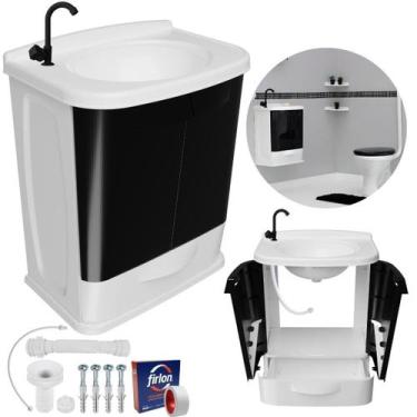 Imagem de Gabinete 2 Portas Suspenso Banheiro Lavatório + Torneira + - Astra