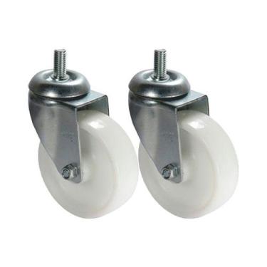 Imagem de Kit 2 un roda rodízio giratório rosca nylon 3 pol 75mm - AJAX