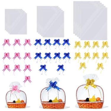 Imagem de 30 pacotes grandes de sacos de celofane transparentes 35,5 x 50,5 cm, 45,7 x 61,8 cm, 60 x 76,6 cm, sacos plásticos transparentes extragrandes para cesta de frutas, embrulho de presente, guloseimas